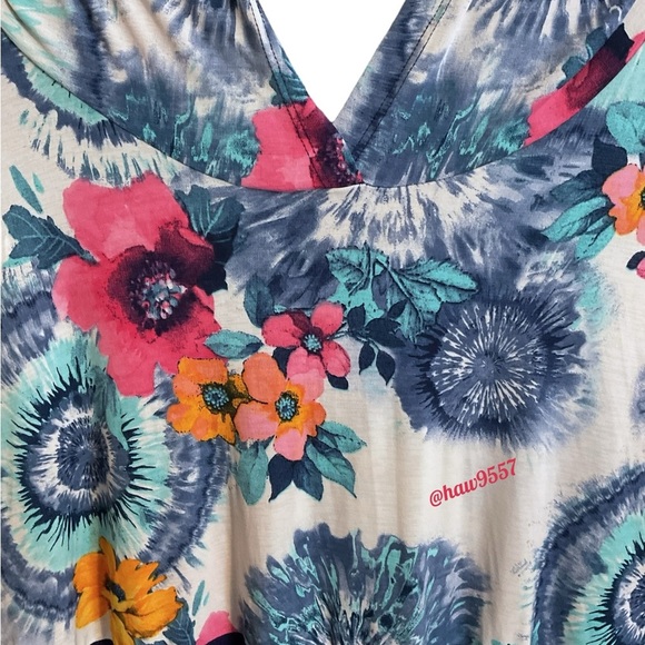 Glitzy Girlz Size 2XL Lavender Navy Blue Floral Print Tank Hoodie Sleeveless - Picture 3 of 7